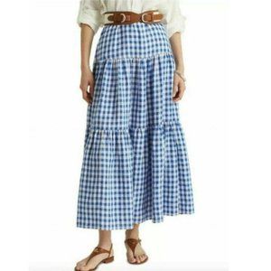 GAP Blue and White Gingham Maxi Skirt